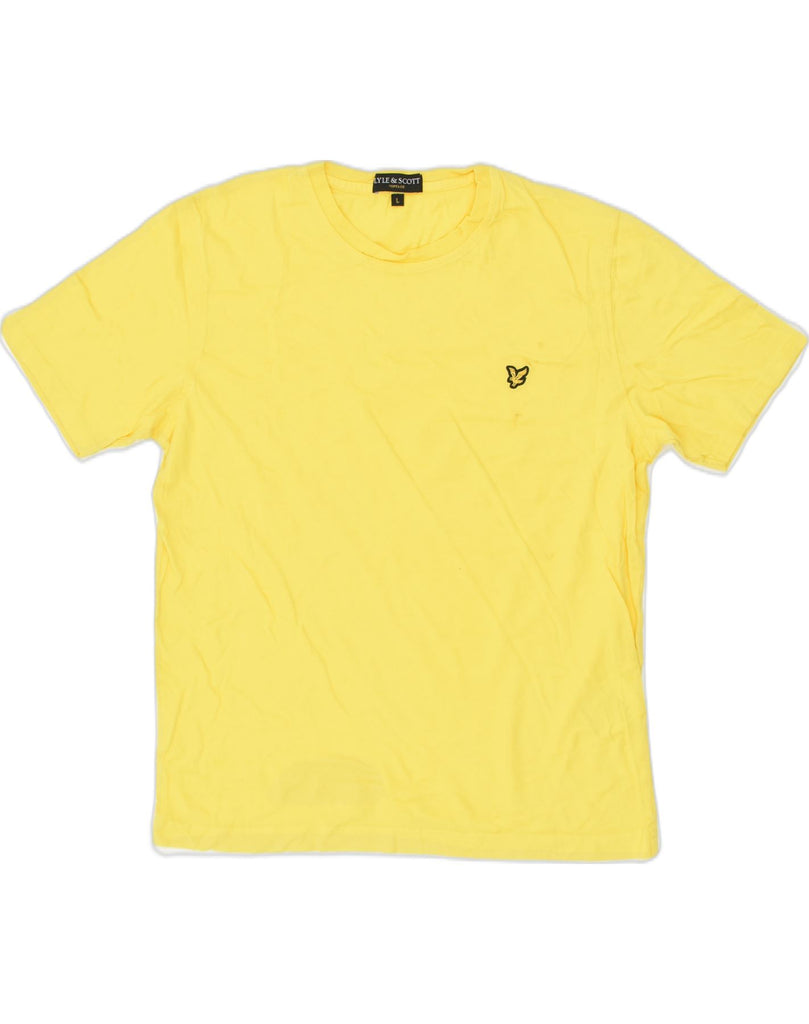 LYLE & SCOTT Womens T-Shirt Top UK 14 Large Yellow Cotton | Vintage Lyle & Scott | Thrift | Second-Hand Lyle & Scott | Used Clothing | Messina Hembry 