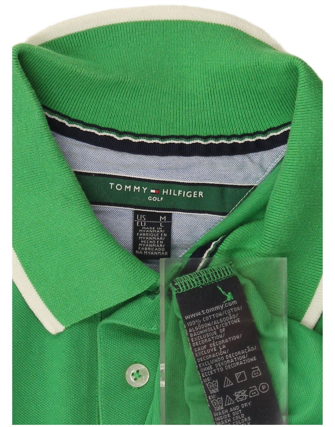 Tommy Hilfiger Mens Golf Polo Shirt Large Green Cotton