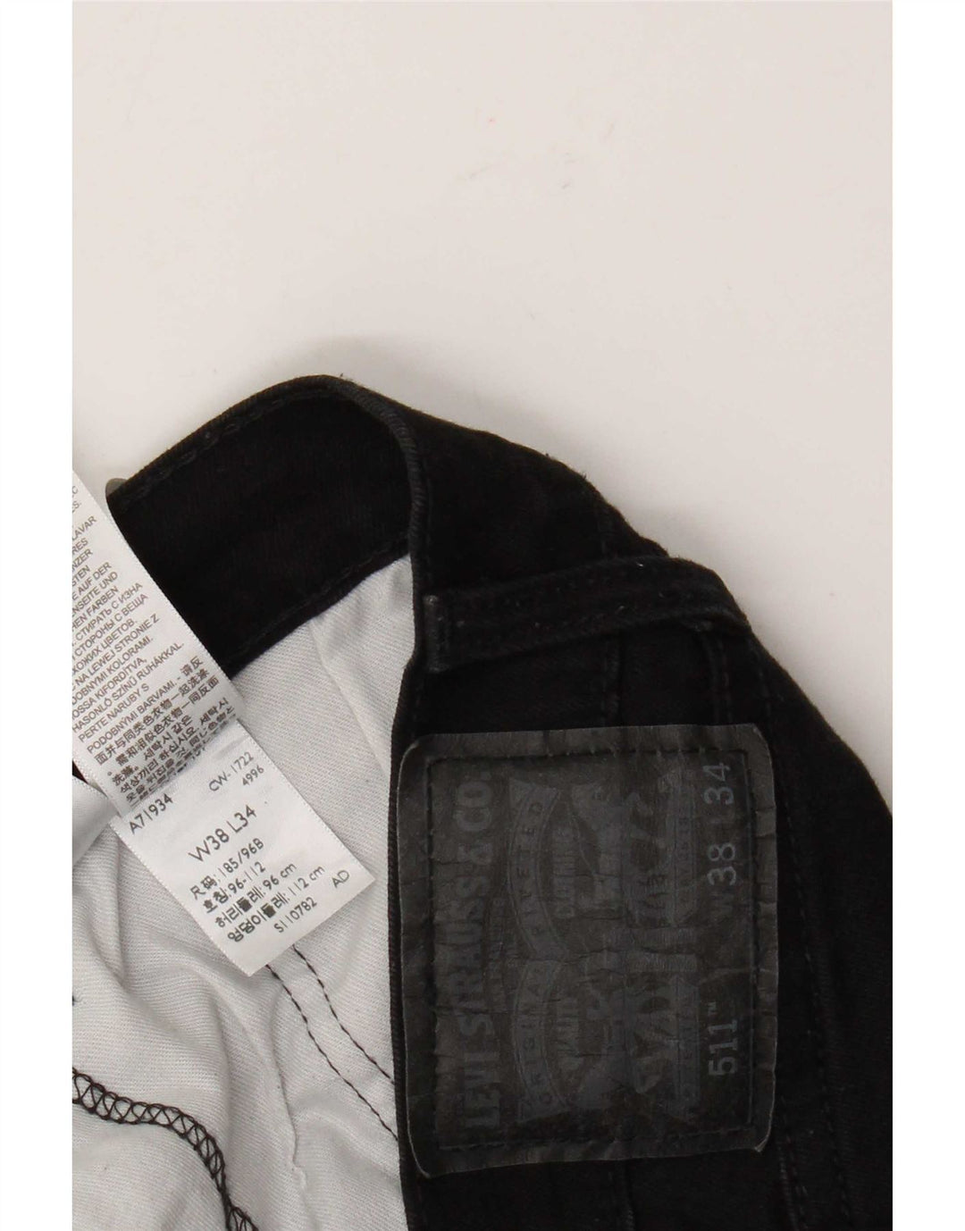 Levi's Mens 511 Slim Jeans W38 L34 Black Cotton