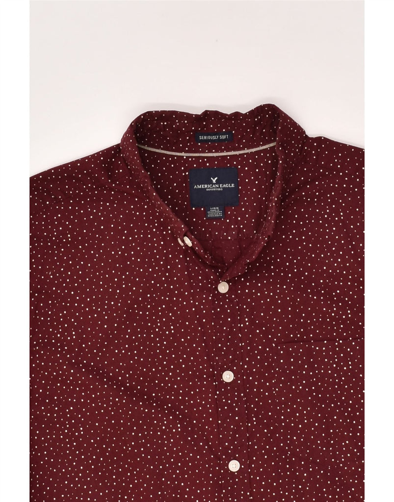 AMERICAN EAGLE Mens Shirt Large Maroon Spotted Cotton | Vintage American Eagle | Thrift | Second-Hand American Eagle | Used Clothing | Messina Hembry 