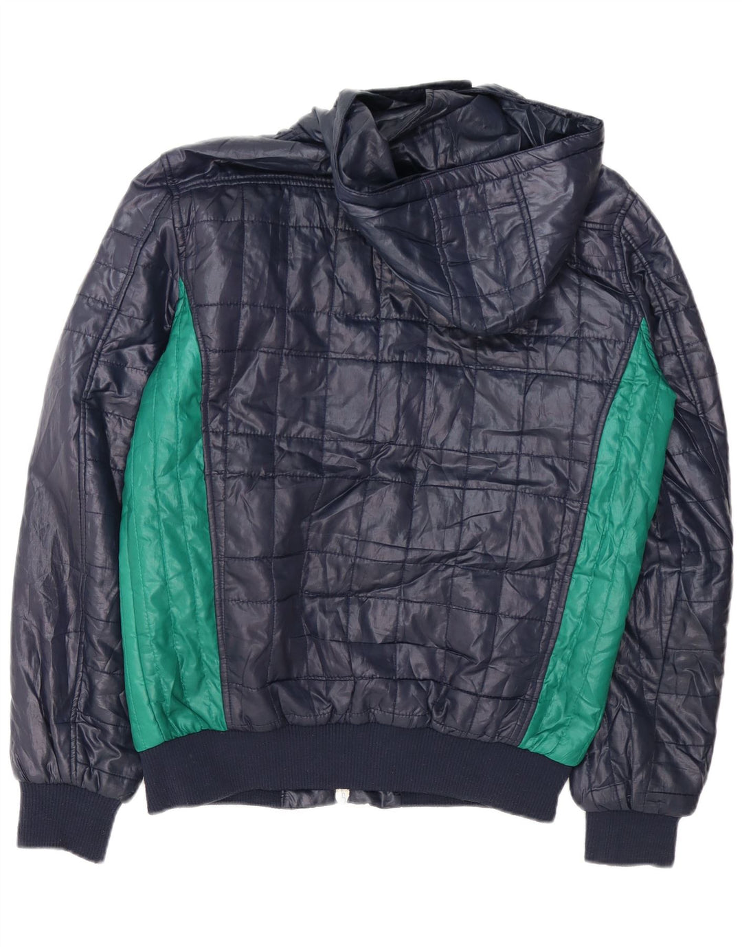 Jack & Jones Mens Hooded Padded Jacket UK 38 Medium Navy Blue Colourblock