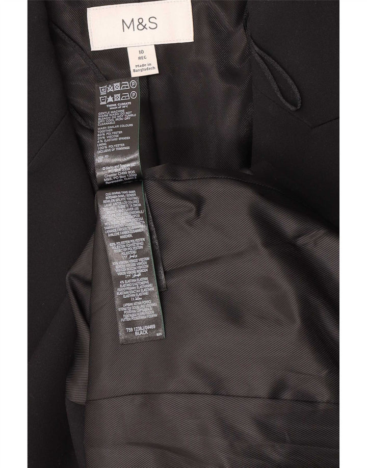Marks & Spencer Womens 1 Button Blazer Jacket UK 10 Small Black Polyester