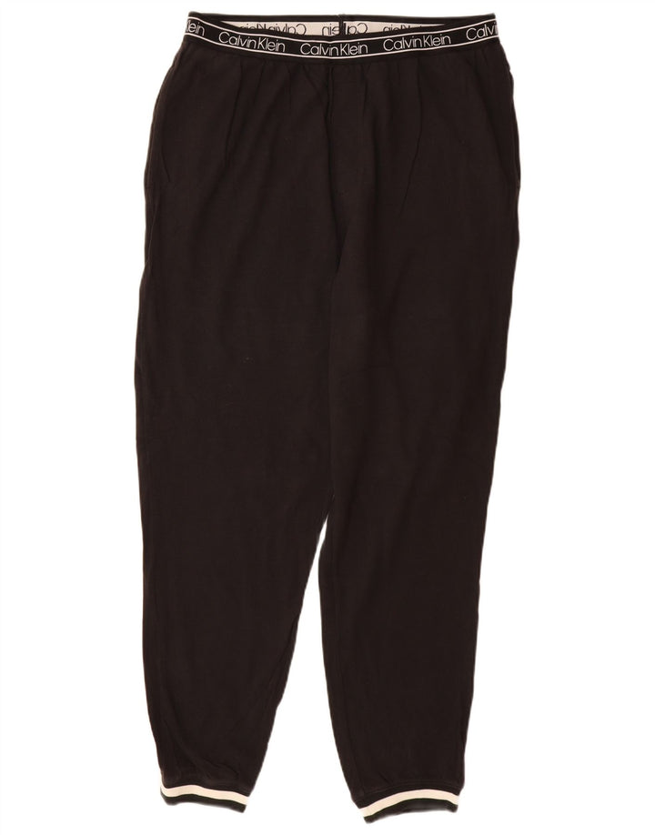 CALVIN KLEIN Mens Graphic Tracksuit Trousers Joggers Large Black Cotton