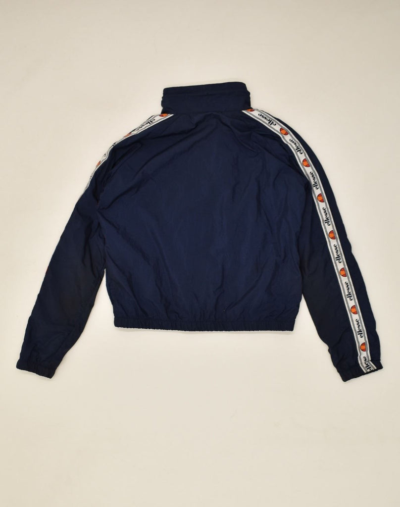 ELLESSE Womens Graphic Rain Jacket UK 6 XS Navy Blue Nylon | Vintage Ellesse | Thrift | Second-Hand Ellesse | Used Clothing | Messina Hembry 