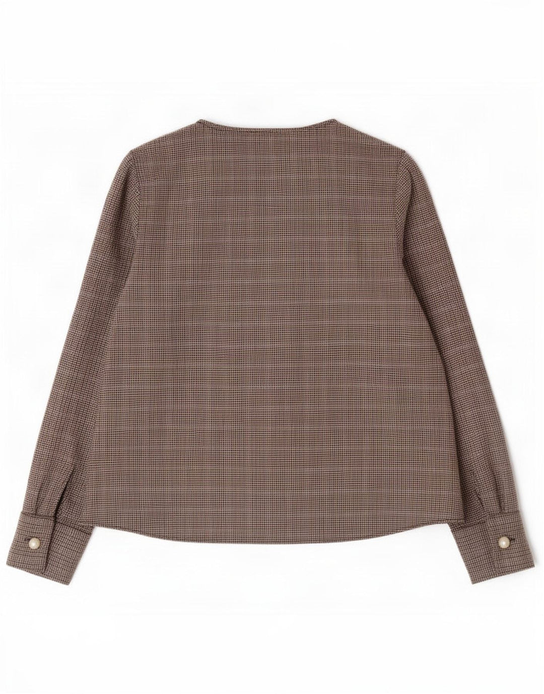 Zara Womens Long Sleeve Blouse Top UK 14 Medium Brown Houndstooth Polyester