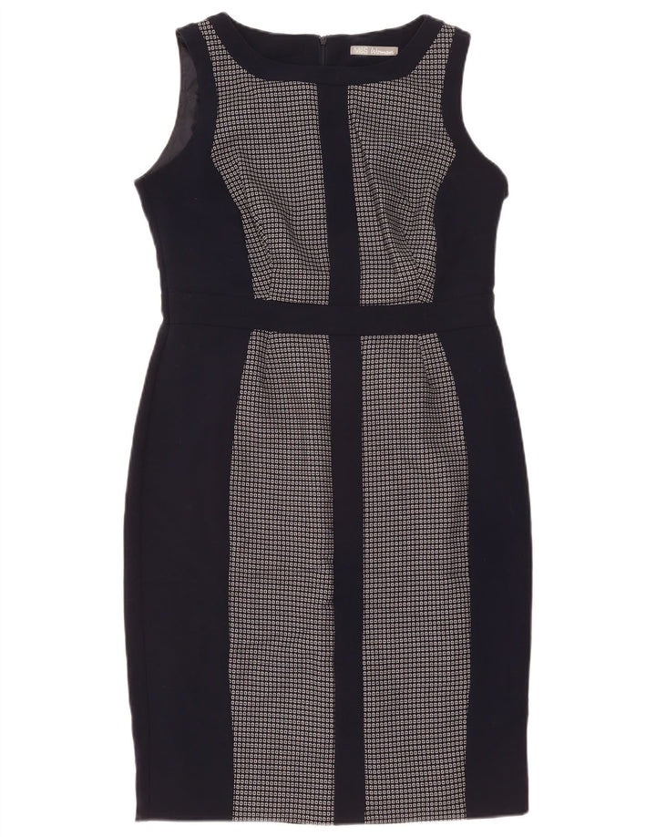 Marks & Spencer Womens Sheath Dress UK 14 Large Navy Blue Geometric