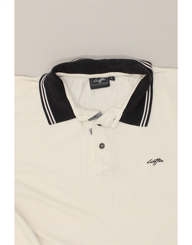 LOTTO Mens Polo Shirt Large White Cotton | Vintage Lotto | Thrift | Second-Hand Lotto | Used Clothing | Messina Hembry 