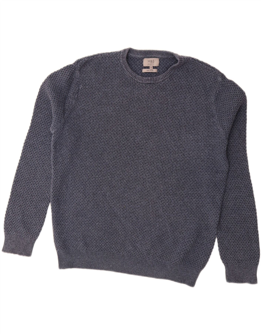 MARKS & SPENCER Mens Crew Neck Jumper Sweater XL Navy Blue Cotton