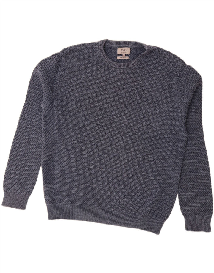 MARKS & SPENCER Mens Crew Neck Jumper Sweater XL Navy Blue Cotton