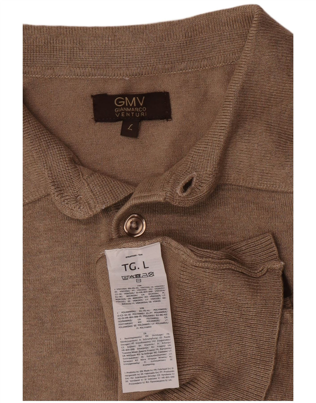 Gianmarco Venturi Mens Polo Neck Jumper Sweater Large Brown Viscose