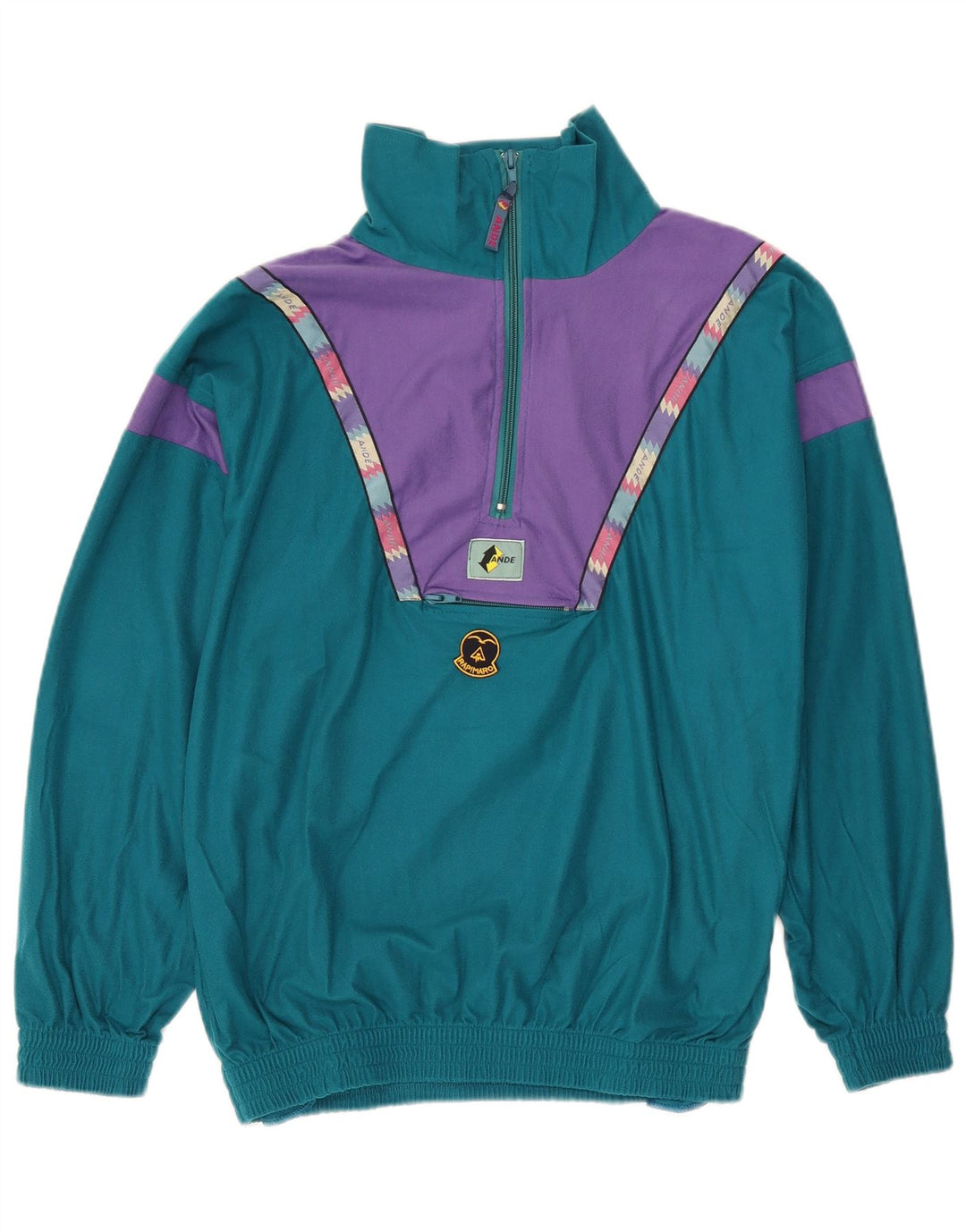 Vintage Mens Graphic Full Tracksuit Small  Green Colourblock Polyester