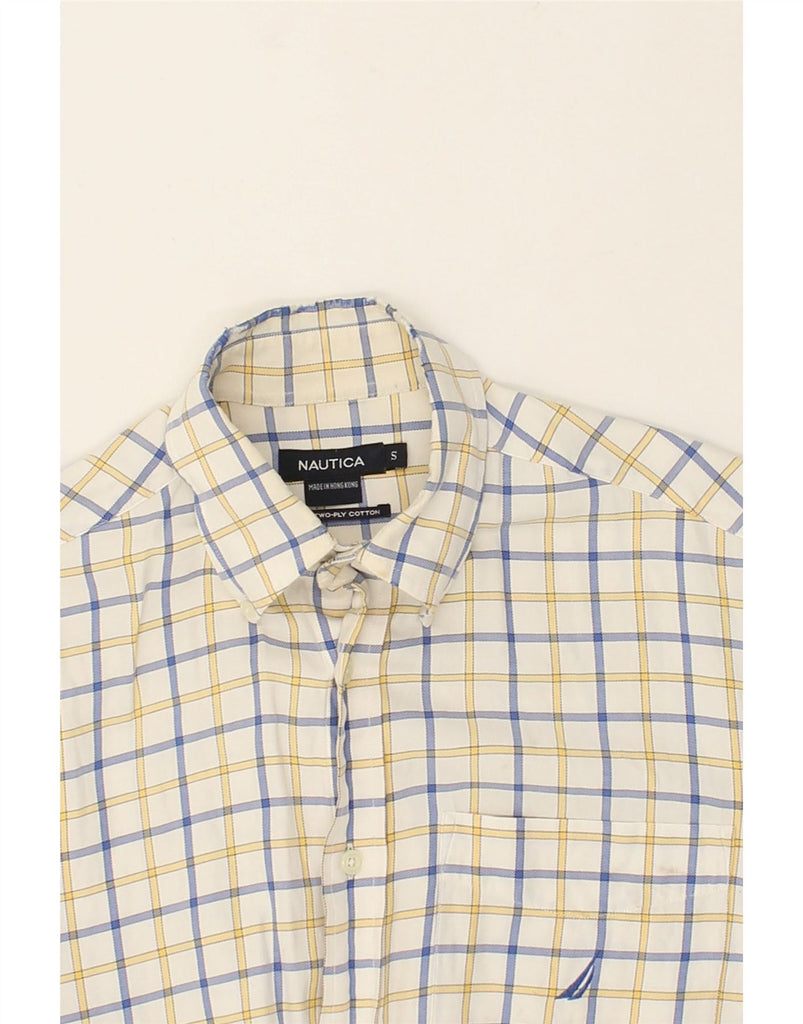 NAUTICA Mens Shirt Small White Check Cotton | Vintage Nautica | Thrift | Second-Hand Nautica | Used Clothing | Messina Hembry 