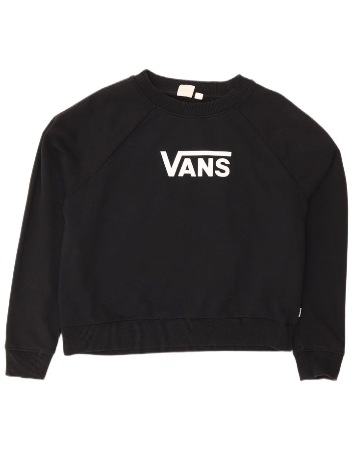 Vans Womens Graphic Oversized Sweatshirt Jumper UK 14 Medium Black Cotton