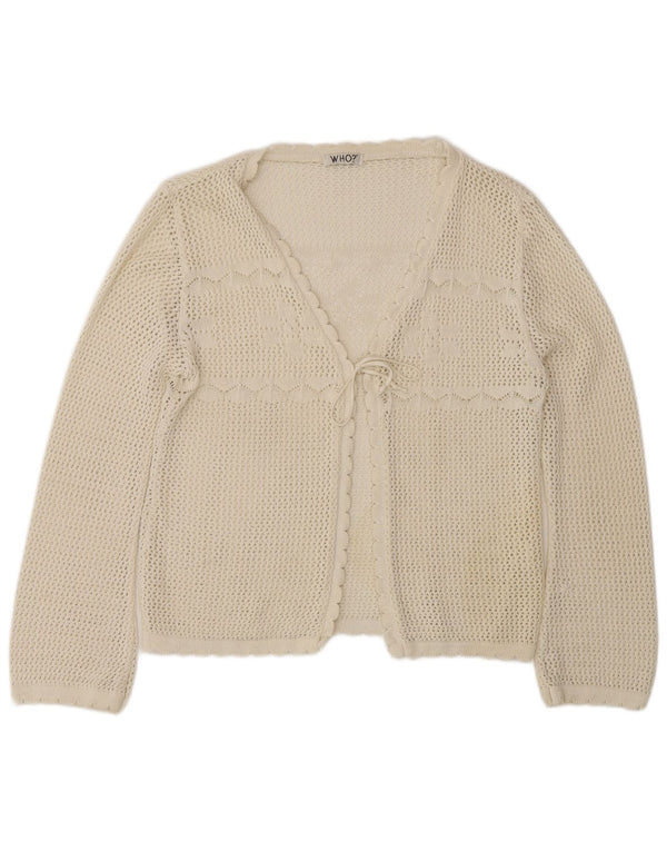 Vintage Womens Crochet Cardigan Sweater UK 12 Medium White