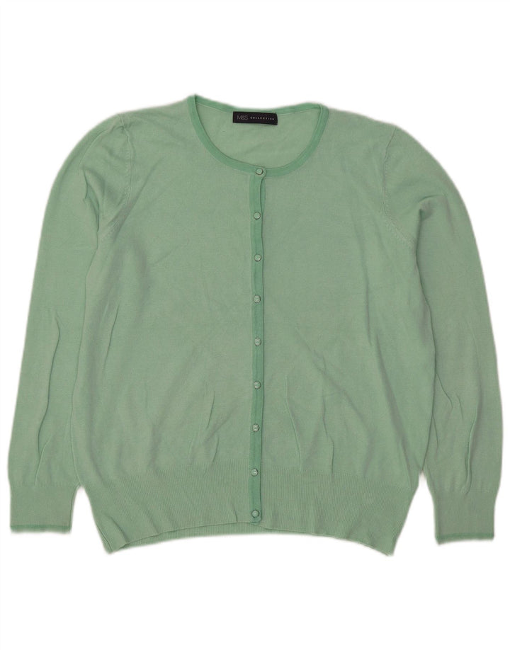 Marks & Spencer Womens Cardigan Sweater UK 16 Large Green Viscose