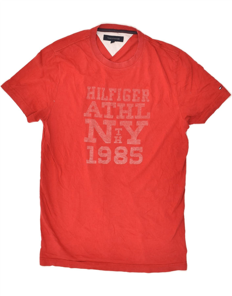 TOMMY HILFIGER Mens Graphic T-Shirt Top Medium Red Cotton | Vintage Tommy Hilfiger | Thrift | Second-Hand Tommy Hilfiger | Used Clothing | Messina Hembry 