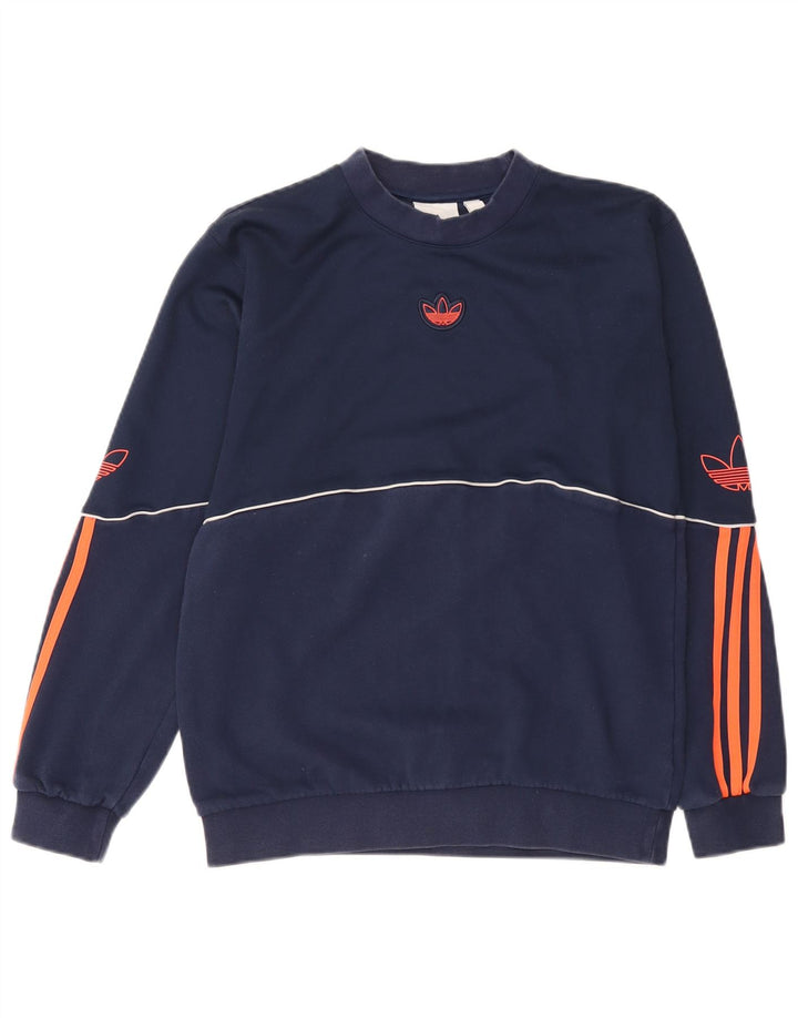 Adidas Mens Graphic Sweatshirt Jumper Small Navy Blue Cotton