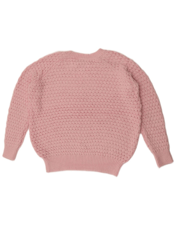 Topshop Womens Oversized Crew Neck Jumper Sweater UK 8 Small Pink Acrylic