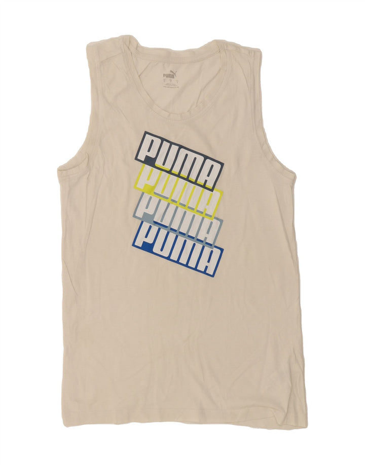 PUMA Mens Graphic Vest Top Small White Vintage Puma and Second-Hand Puma from Messina Hembry 