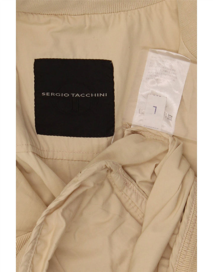 Sergio Tacchini Mens Bomber Jacket UK 40 Large Beige Cotton