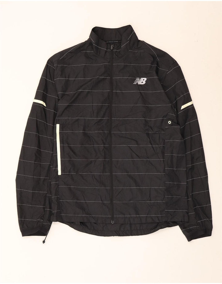 New Balance Mens Graphic Tracksuit Top Jacket Medium Black Striped