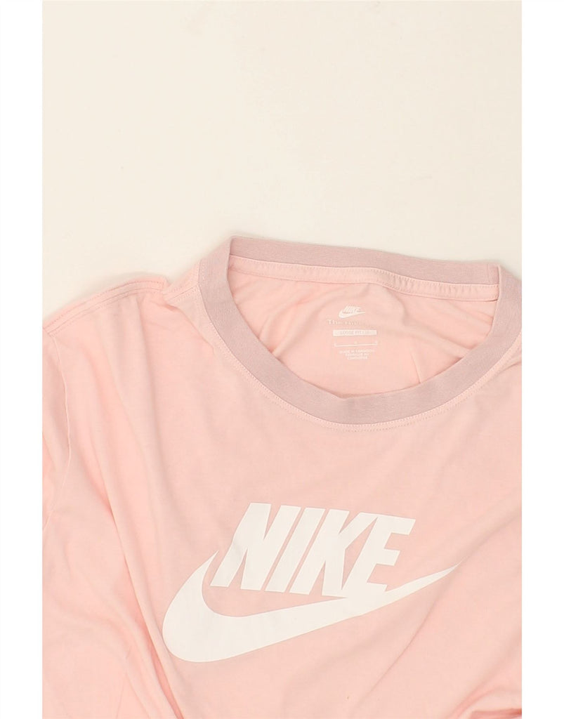 NIKE Womens Crop Loose Fit Graphic T-Shirt Top UK 16 Large Pink Cotton | Vintage Nike | Thrift | Second-Hand Nike | Used Clothing | Messina Hembry 