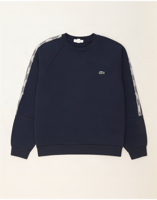 Lacoste Mens Graphic Sweatshirt Jumper Size 4 Medium Navy Blue Colourblock