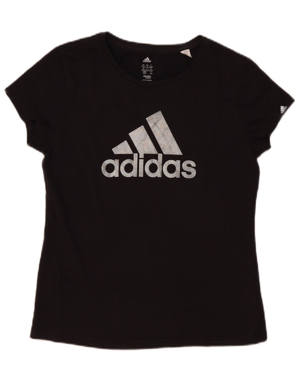 Adidas Womens Graphic T-Shirt Top UK 12/14 Medium Black Cotton