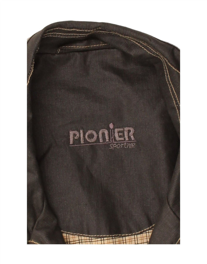 PIONEER Mens Bomber Jacket IT 48 Medium Grey Colourblock Linen Vintage Pioneer and Second-Hand Pioneer from Messina Hembry 