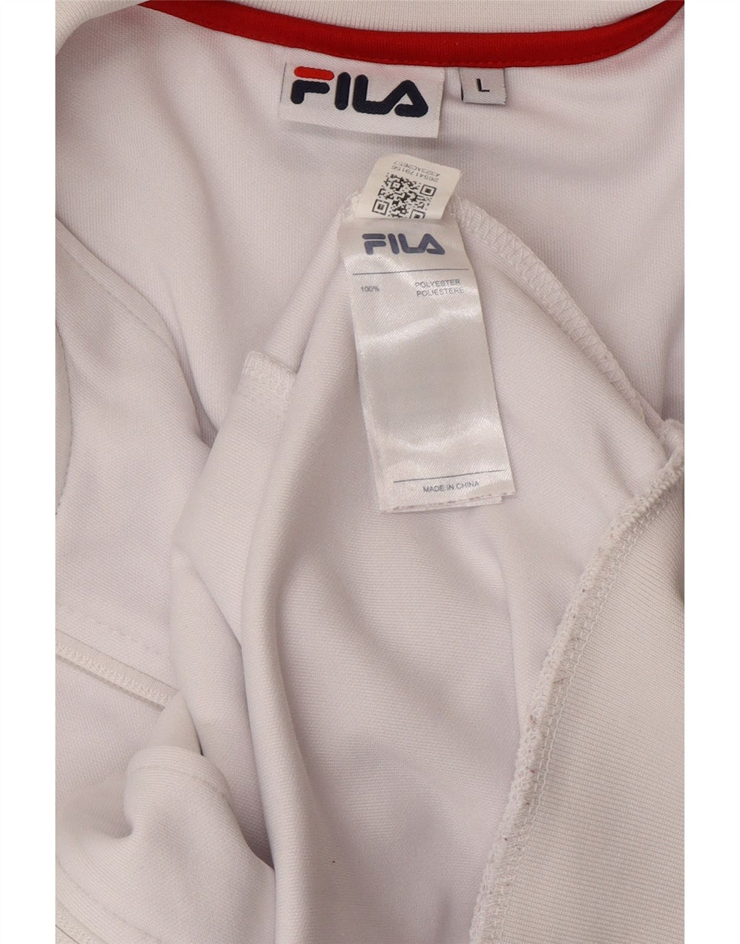 FILA Womens Graphic Tracksuit Top Jacket UK 16 Large White Colourblock