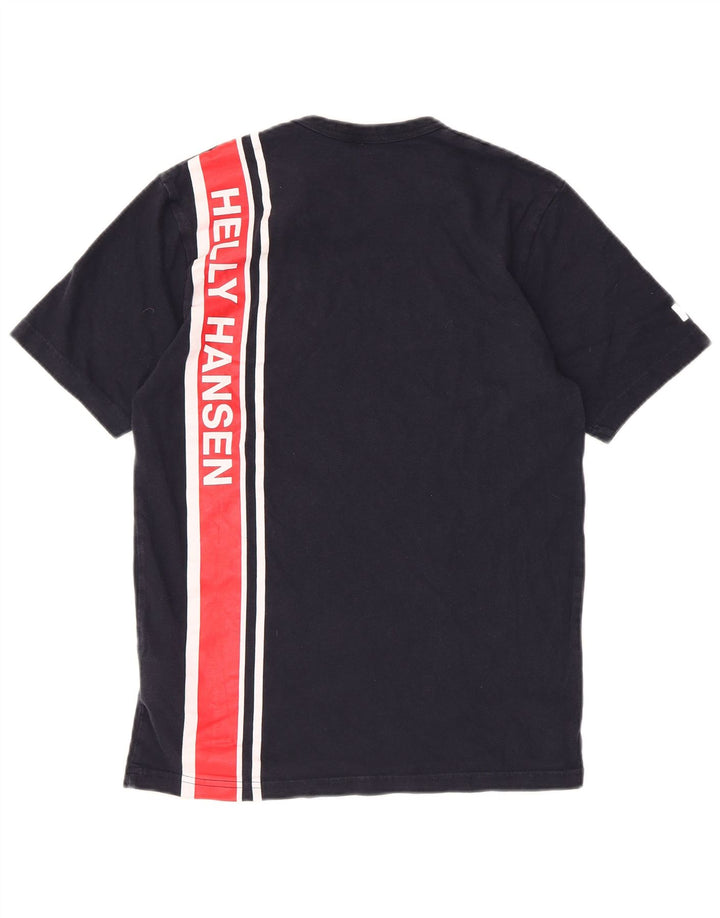 Helly Hansen Mens Graphic T-Shirt Top Small Navy Blue Colourblock Cotton