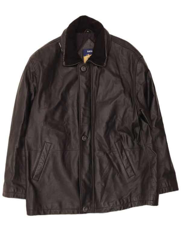 Kartel Mens Leather Jacket UK 42 XL Black