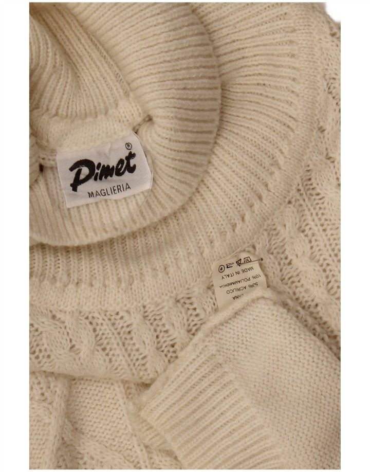 Pimet Mens Roll Neck Jumper Sweater XL White Wool
