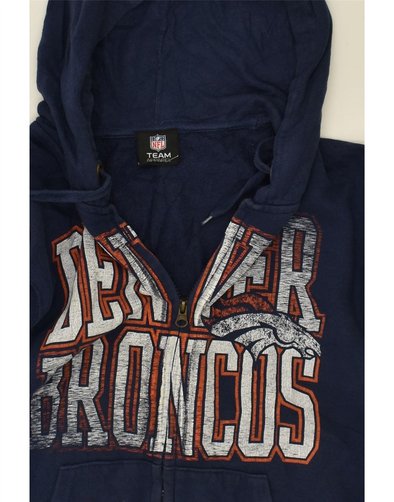 NFL Womens Denver Broncos Graphic Zip Hoodie Sweater UK 18 XL Navy Blue | Vintage NFL | Thrift | Second-Hand NFL | Used Clothing | Messina Hembry 