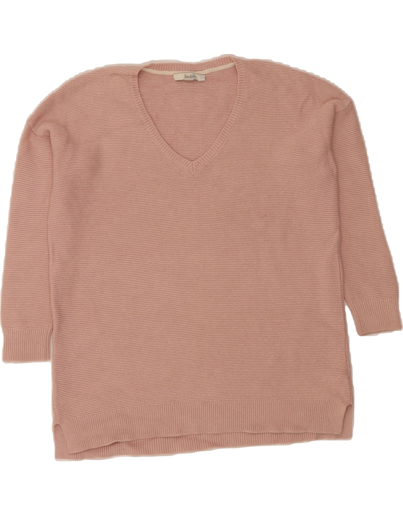 BODEN Womens Loose Fit V-Neck Jumper Sweater UK 16 Large Pink