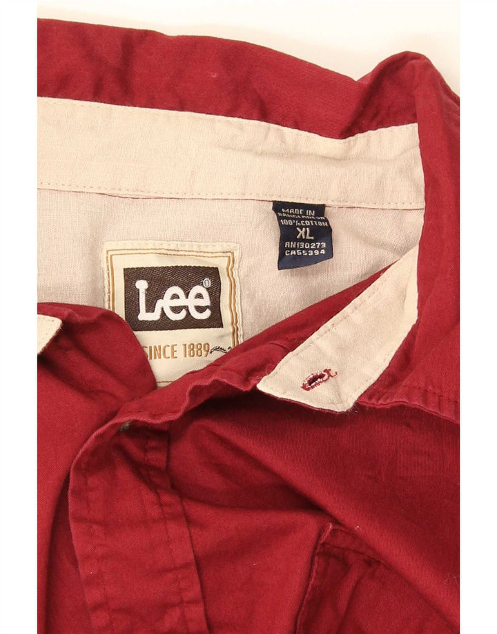 Lee Mens Short Sleeve Regular Fit Shirt XL Red Cotton