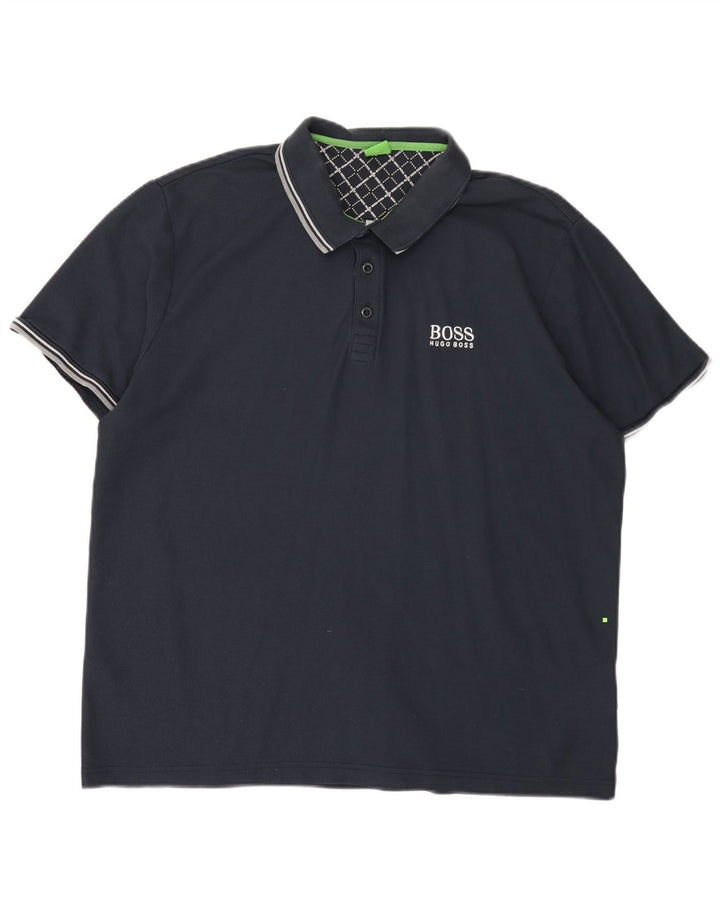 HUGO BOSS Mens Polo Shirt 2XL Navy Blue Cotton