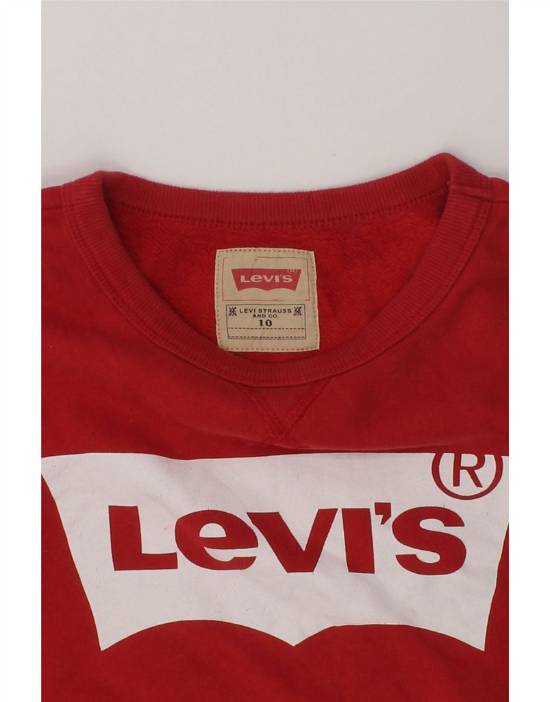 LEVI'S Boys Graphic Sweatshirt Jumper 9-10 Years Red Cotton | Vintage Levi's | Thrift | Second-Hand Levi's | Used Clothing | Messina Hembry 