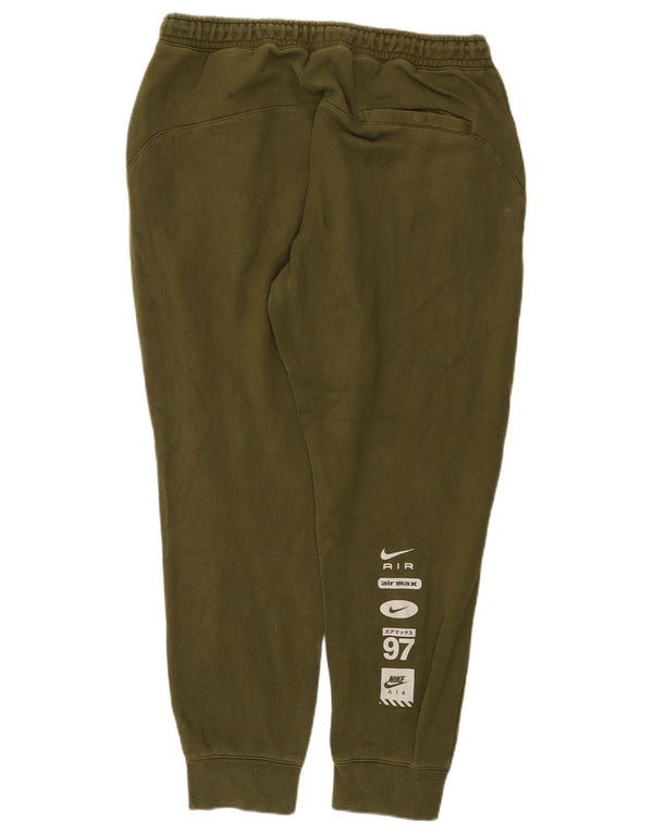 Nike Womens Graphic Tracksuit Trousers Joggers UK 18 XL Khaki Cotton