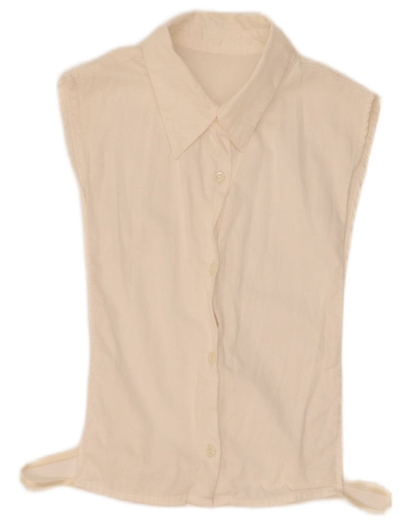 Vintage Womens Detachable Insert Shirt Blouse UK 0 2XS White Cotton