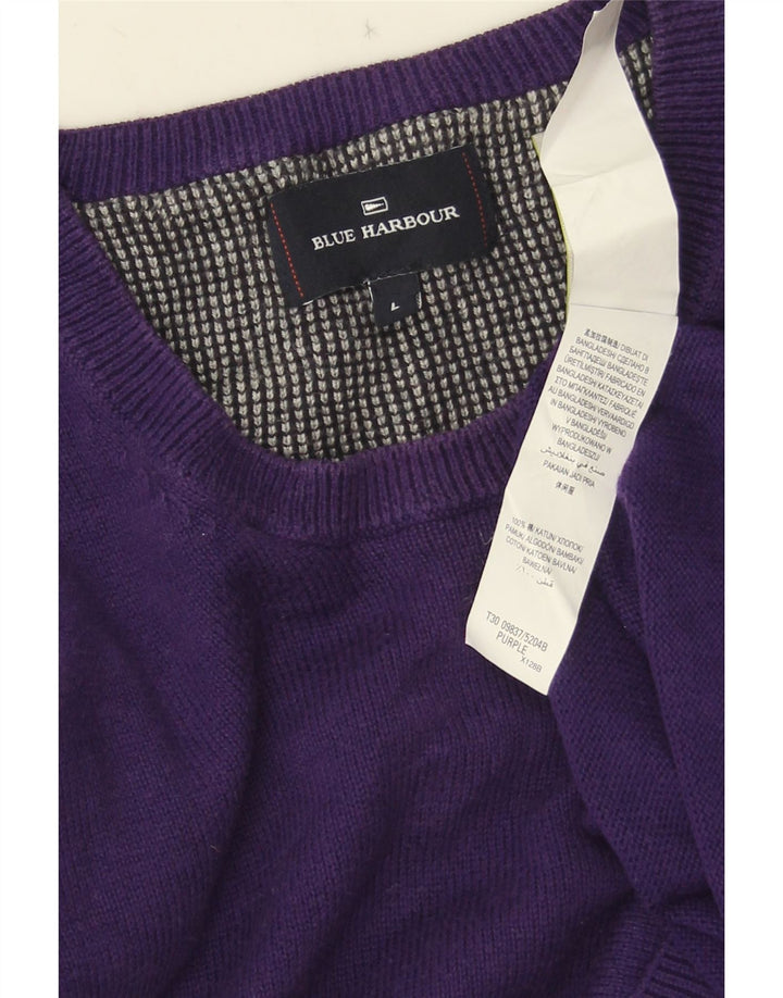 Marks & Spencer Mens Blue Harbour Crew Neck Jumper Sweater Large Purple