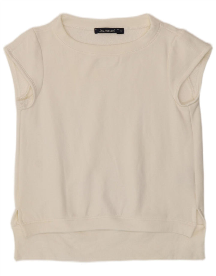 Jeckerson Womens T-Shirt Top UK 14 Medium White Cotton