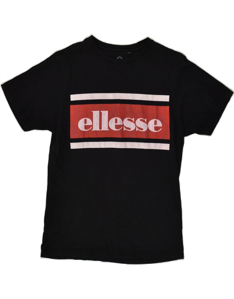 ELLESSE Mens Graphic T-Shirt Top Medium Black Cotton | Vintage Ellesse | Thrift | Second-Hand Ellesse | Used Clothing | Messina Hembry 