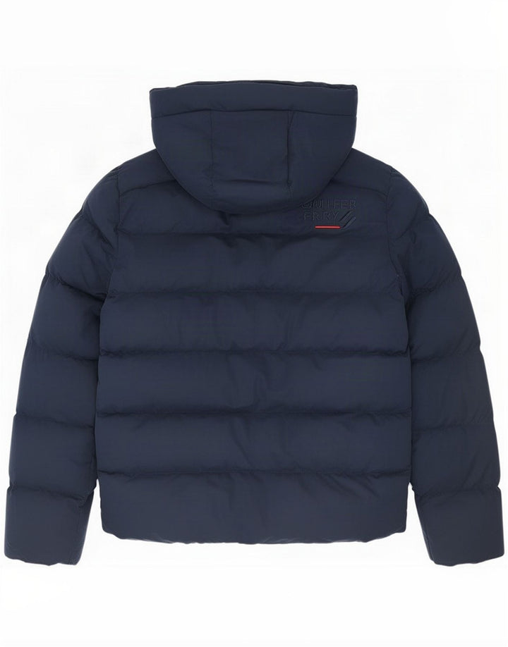 Superdry Mens Hooded Padded Jacket UK 36 Small Navy Blue Polyester