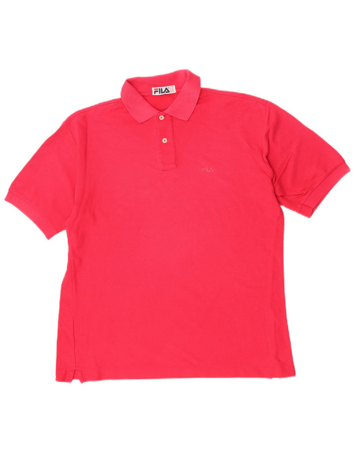 Fila Mens Polo Shirt IT 48 Medium Pink Cotton