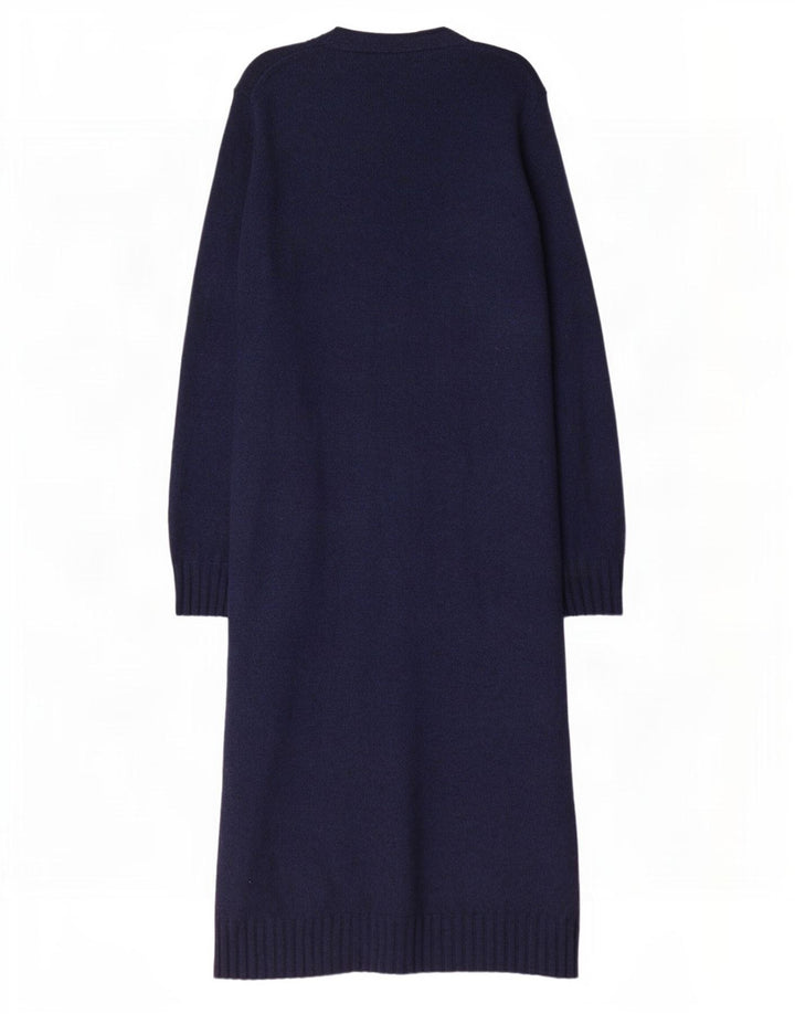 Cos Womens Longline Oversized Cardigan Sweater UK 10 Small Navy Blue Wool