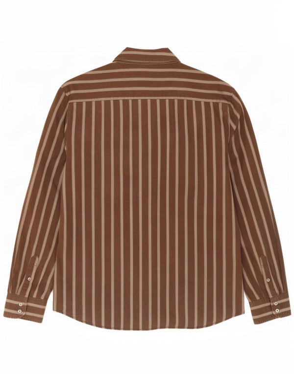 Calvin Klein Jeans Mens Shirt 2XL Brown Striped Cotton
