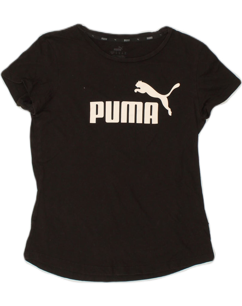 PUMA Womens Graphic T-Shirt Top UK 12 Medium Black Cotton | Vintage Puma | Thrift | Second-Hand Puma | Used Clothing | Messina Hembry 