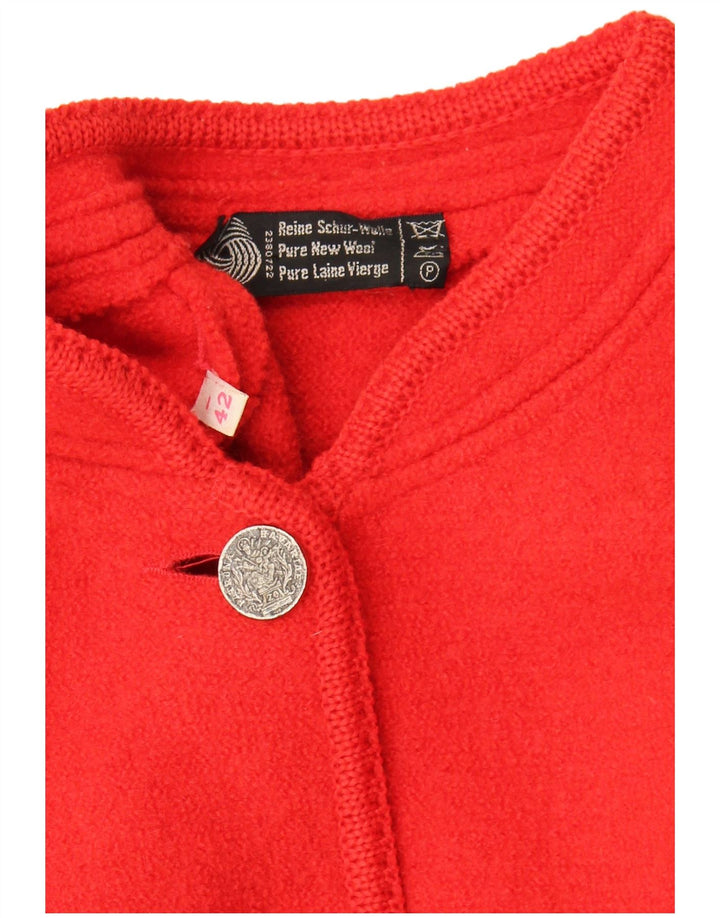 Vintage Womens Cardigan Sweater IT 42 Medium Red Virgin Wool