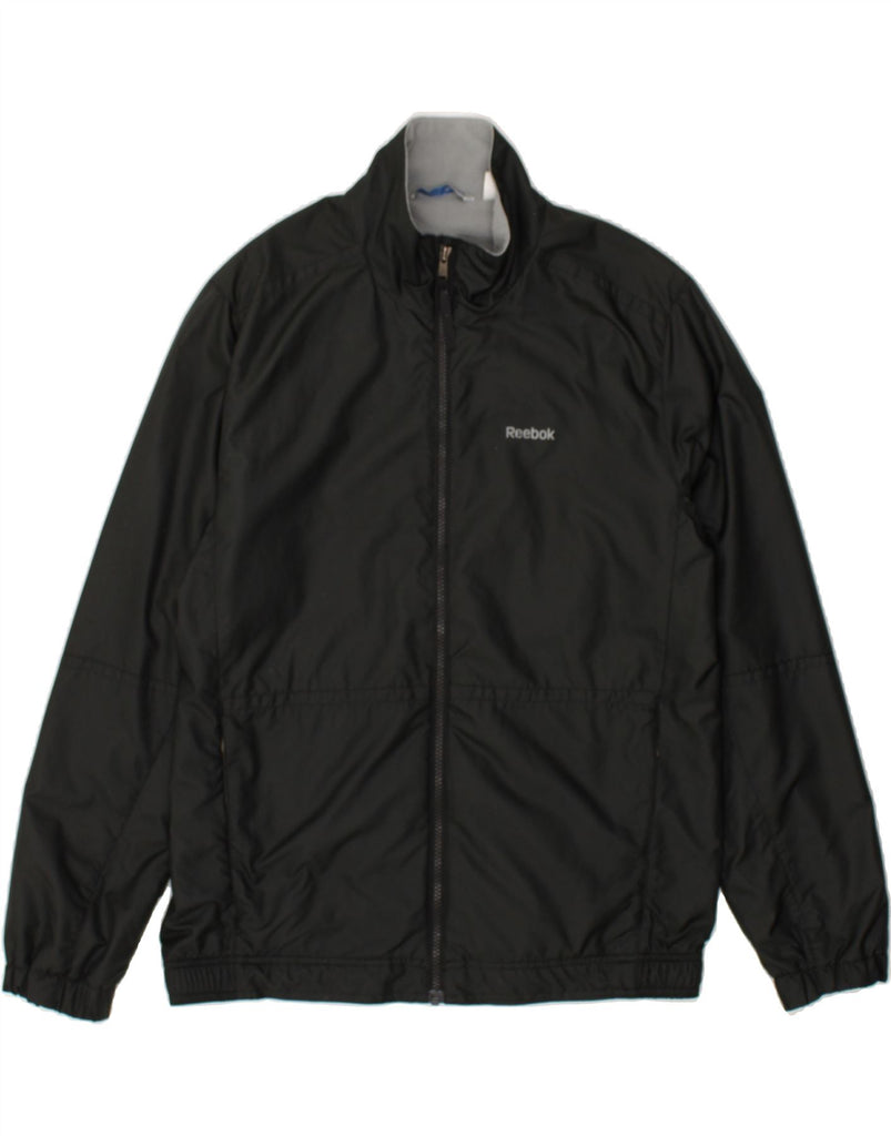 REEBOK Mens Bomber Jacket UK 38 Medium Black Polyester | Vintage Reebok | Thrift | Second-Hand Reebok | Used Clothing | Messina Hembry 